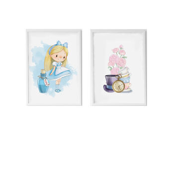 Set of 2 pictures Crochetts Alice Monivärinen Puu MDF 33 x 43 x 2 cm Gėlės (2 Kappaletta)