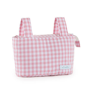 Lastenvaunujen järjestäjälaukku Mi bollito Pinkki Gingham 15 x 18 x 45 cm