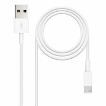 Lightning-kaapeli NANOCABLE CABLE LIGHTNING IPHONE A USB 2.0, IPHONE LIGHTNING-USB A/M, 2.0 M (1 m)