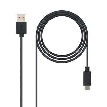 USB A - USB-C kaapeli NANOCABLE USB 2.0, 0.5m Musta 50 cm