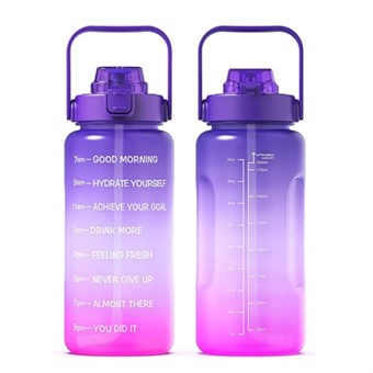 Fitness Vesipullo Pillillä - ilman BPA:ta - 2000 ml - Pinkki/Violetti