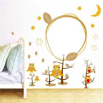 TipTop Wallstickers Lovely Tree & Owls Design Irrotettava PVC-tarrahuone