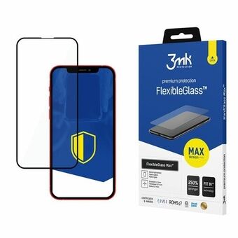 3MK FlexibleGlass Max iPhone 13/13 Pro 6,1" musta, hybridilasi vahvistetuilla reunoilla.