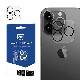 3MK Lens Pro Full Cover iPhone 14 Pro/14 Pro Max -suojalasi kameran linssille asennuskehällä 1 kpl