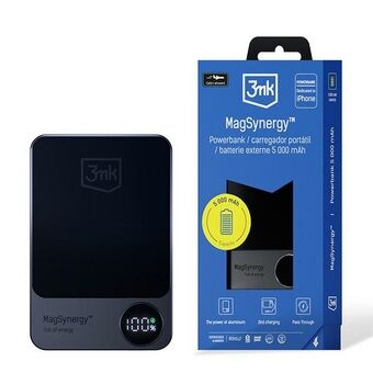 3MK MagSynergy Powerbank 5000mAh, jossa on MagSafe langattoman latauksen ominaisuus.