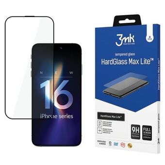 3MK HardGlass Max Lite iPhone 16 Pro 6.3 musta/musta, Fullscreen Glass Lite