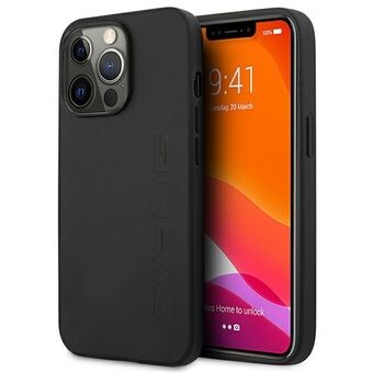 AMG AMHCP14LDOLBK iPhone 14 Pro 6,1" musta/musta kovakotelo nahka kuumaleimattu