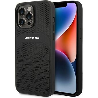 AMG AMHMP14XOSDBK iPhone 14 Pro Max 6,7" musta/black kova suojakuori nahkaa Käyristetyt viivat MagSafe