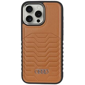 Audi keinonahkainen MagSafe iPhone 15 Pro Max 6.7" bronsa/harmaa kova kotelo AU-TPUPCMIP15PM-GT/D3-BN