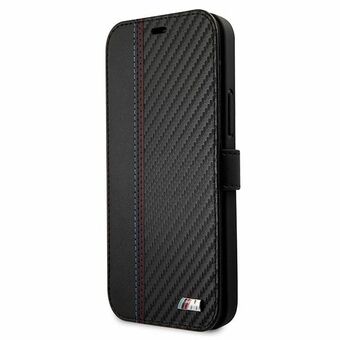 Etui BMW BMFLBKP12SMCARBK iPhone 12 mini 5,4" musta/black -kirja M Collection PU Carbon Stripe