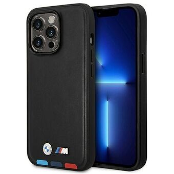 Etui BMW BMHCP14L22PTDK iPhone 14 Pro 6,1" musta/musta nahka, kolmivärinen leimapaino