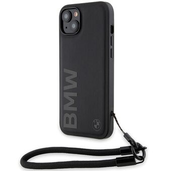 BMW BMHCP15M23RMRLK iPhone 15 Plus / 14 Plus 6.7" musta mustakotelo Signature Leather Wordmark Cord