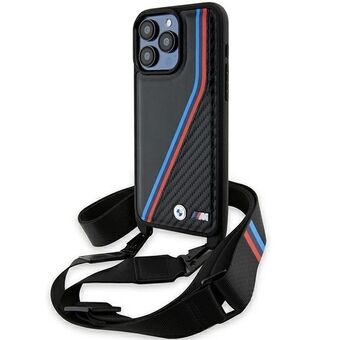 BMW BMHCP15L23PSVTK iPhone 15 Pro 6.1" musta kotelot M Edition Carbon Tricolor Lines & Strap