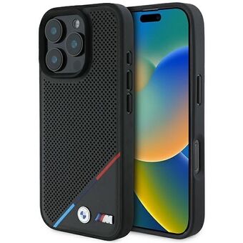 BMW BMHMP16L23PUPDK iPhone 16 Pro 6.3" musta/black hardcase M Perforated Tricolor Line MagSafe