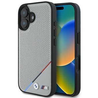 BMW BMHMP16S23PUPDG iPhone 16 6.1" harmaa/grey hardcase M Perforated Tricolor Line MagSafe