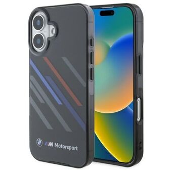 BMW BMHCP16S23HTRAK iPhone 16 6.1" musta kovakotelo Motosport IML Random Stripes