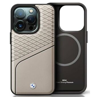 BMW BMHMP16L23RDCLG iPhone 16 Pro 6.3" harmaa grey kovakotelo Sign Leather Textured and Line MagSafe