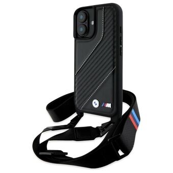 BMW BMHCP16S23PSCCK iPhone 16 6.1" czarny/musta hardcase M Edition Carbon Stripe & Strap