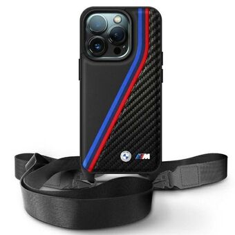 BMW BMHCP16L23PSVTK iPhone 16 Pro 6.3"    musta/black kovakuorinen M Edition Carbon Tricolor Lines & Strap