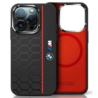 BMW BMHMP16X23SHER iPhone 16 Pro Max 6.9" musta/black kova kotelo Silikoni Hexagon Punainen Viiva MagSafe