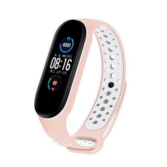 Beline-hihna Design Mi Band 7/6/5 vaaleanpunainen-valkoinen /pink-white