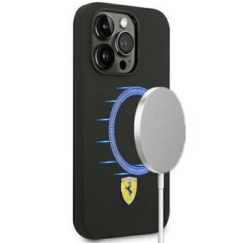 Ferrari FESSIHMP14XBK iPhone 14 Pro Max 6.7" musta kova kuori silikoninen metallilogolla Magsafe