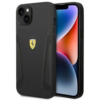 Ferrari FEHCP14SRBUK iPhone 14 / 15 / 13 6.1" musta/black kova suojakuori Leather Stamp -sivuilla