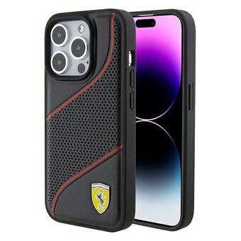 Ferrari FEHCP15LPWAK iPhone 15 Pro 6.1" musta kova suojakuori Reikäkuvioitu aaltomuotoinen metallilogo