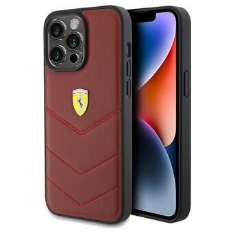 Ferrari FEHCP15XRDUR iPhone 15 Pro Max 6.7" punainen kovakotelo nahkaisilla tikkauksilla.