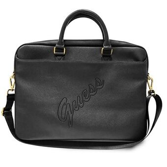 Guess Taske GUCB15PUSASBK 16" sort/sort Saffiano Script