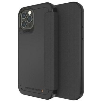 Gear4 D3O Wembley Flip Wallet -kotelo iPhone 12 / 12 Pro musta/black