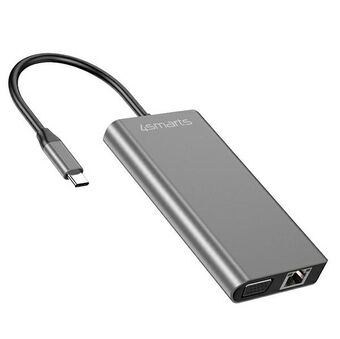 4smarts HUB 8-in-1 DeX Mode 2xUSB-A 3.0/USB-C/HDMI/SD/VGA/Ethernet/3.5mm Jack harmaa 458723