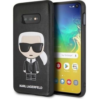 Karl Lagerfeld KLHCS10LIKPUBK S10e G970 kova suojakotelo musta Karlin ikonisella kohokuvioinnilla