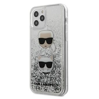 Karl Lagerfeld KLHCP12MKCGLSL iPhone 12/12 Pro 6,1" hopea/silver kovakotelo Liquid Glitter Karl&Choupette