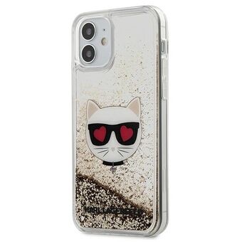 Karl Lagerfeld KLHCP12SLCGLGO iPhone 12 mini 5,4" kultainen/gold kovakotelo Liquid Glitter Choupette