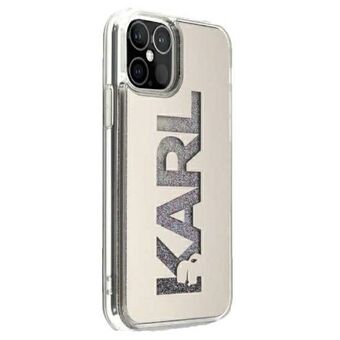 Karl Lagerfeld KLHCP12LKLMLGR iPhone 12 Pro Max 6,7" hopea/kirkas kova suojakuori Peili Nestemäinen Kimalle Karl