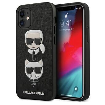 Karl Lagerfeld KLHCP12SSAKICKCBK iPhone 12 mini 5,4" musta hardcase Saffiano Ikonik Karl & Choupette Head