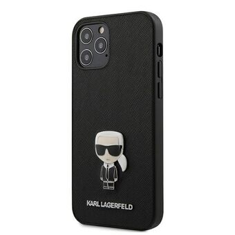 Karl Lagerfeld KLHCP12MIKMSBK iPhone 12 /12 Pro 6,1" musta/black hardcase Saffiano Ikonik Metal