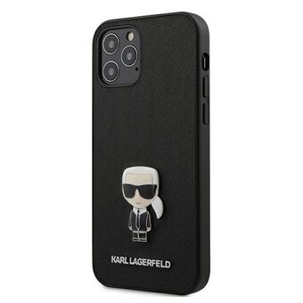 Karl Lagerfeld KLHCP12LIKMSBK iPhone 12 Pro Max 6,7" musta/black kovakotelo Saffiano Ikonik Metal