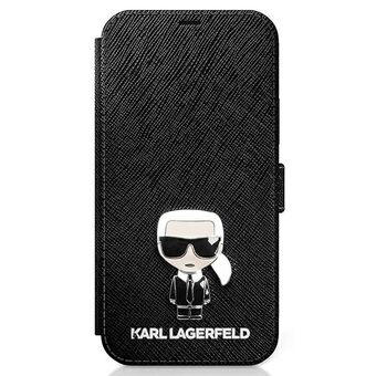 Karl Lagerfeld KLFLBKP12LIKMSBK iPhone 12 Pro Max 6,7" musta/kirja Saffiano Ikonik Metalli