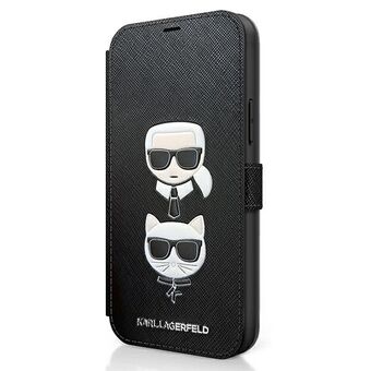 Karl Lagerfeld KLFLBKP12LSAKICKCBK iPhone 12 Pro Max 6,7" musta/musta kirjanen Saffiano Karl & Choupette