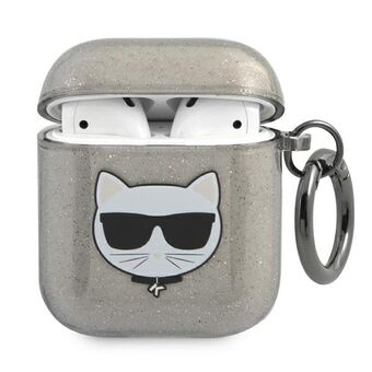 Karl Lagerfeld KLA2UCHGK AirPods-kansi musta / musta Glitter Choupette