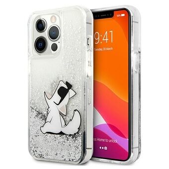 Karl Lagerfeld KLHCP13LGCFS iPhone 13 Pro / 13 6,1" hopea/silver kova kuori Nestemäinen Kimalle Choupette Hauskaa