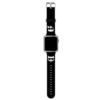 Karl Lagerfeld Pasek KLAWMSLCKK Apple Watch 38/40/41mm musta/hihna Silikoni Karl & Choupette Päät