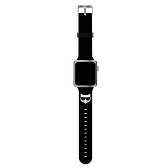 Karl Lagerfeld Pasek KLAWMSLCK Apple Watch 38/40/41mm musta/black hihna Silikoni Choupette Heads