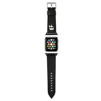 Karl Lagerfeld Pasek KLAWMOKHK Apple Watch 38/40/41 mm musta/saaffiano-nahkainen Karl Heads