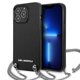 Karl Lagerfeld KLHCP13XPMK iPhone 13 Pro Max 6,7" kovakotelo musta/musta nahkarakenne ja ketju