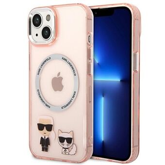 Karl Lagerfeld KLHMP14SHKCP iPhone 14 / 15 / 13 6,1" kova kotelo pinkki/pinkki Karl & Choupette Aluminium Magsafe