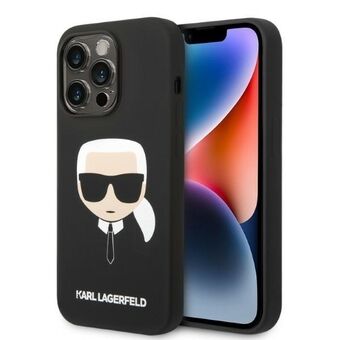 Karl Lagerfeld KLHMP14XSLKHBK iPhone 14 Pro Max 6,7" kova kotelo musta Silicone Karl`s Head Magsafe