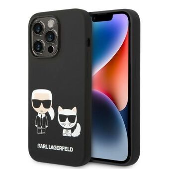 Karl Lagerfeld KLHMP14XSSKCK iPhone 14 Pro Max 6,7" kova kotelo musta / musta nestemäinen silikoni Karl & Choupette Magsafe